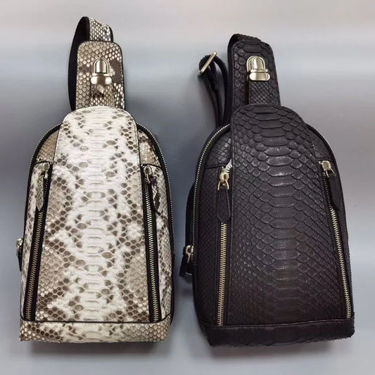 2022 New Python Skin Men's Chest Bag Fashion Real Python Leather Crossbody Bag Leisure man Shoulder Bag Luxury Men's Bag 45