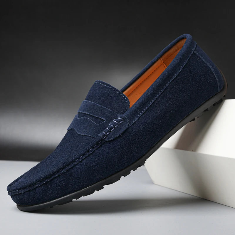 Cow Suede Slip On Men's Loafers Super Soft Genuine Leather Shoes For Men Plus Size 38-47 Driving Shoe Men Flats Casual Footwear