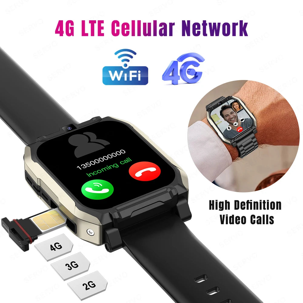 4G+128GB Smart Watch KOM8 SIM Card  Android HD Camera for Men Women Wifi GPS Google Play Store Call Music Face Recognition 2024