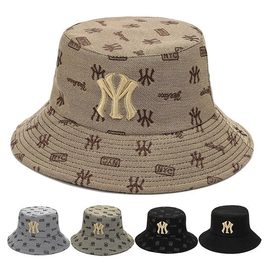 Vintage MY Embroidery Bucket Hat NYC Designer Luxury Women Men Outdoor Sun Cap Fashion Couple Flat Beach Fisherman Caps DP072