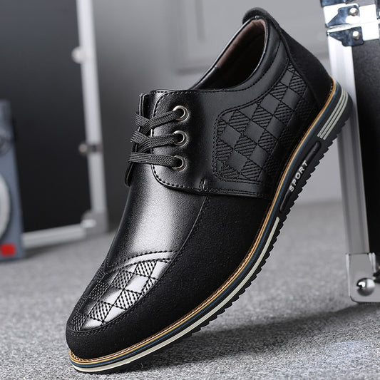 High Quality Big Size Casual Leather Shoes Men Business Breathable Men Leather Shoes Fashion Brand Casual Men Shoes Black