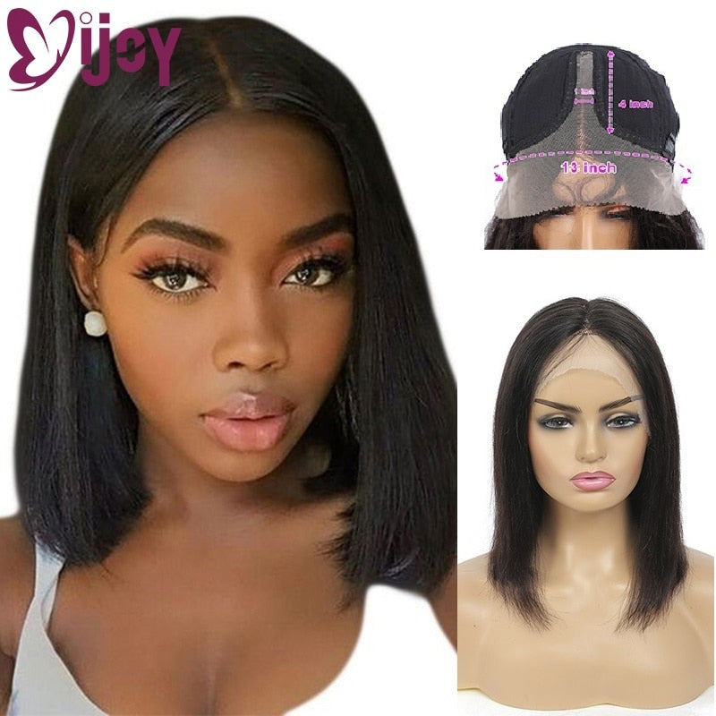 13x1 T Part Lace Human Hair Wig Short Bob Wig Straight Brazilian Remy Human Hair Wigs Middle Part Lace Wig For Black Women IJOY